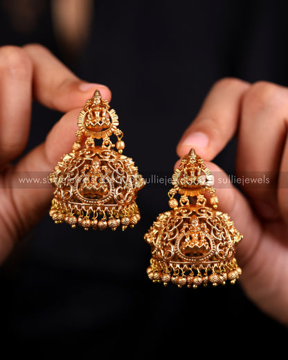 Gold Lakshmi Cutwork Jhumka