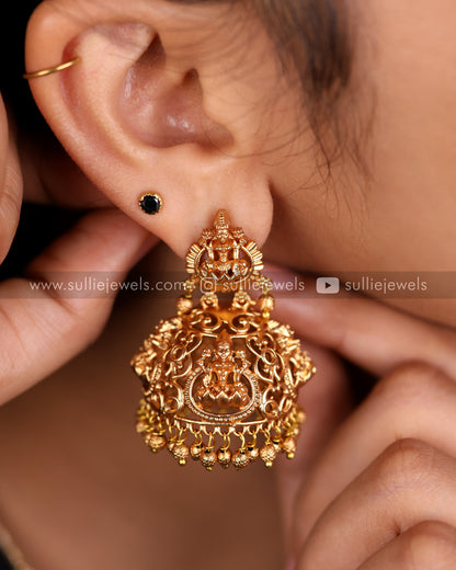 Gold Lakshmi Cutwork Jhumka