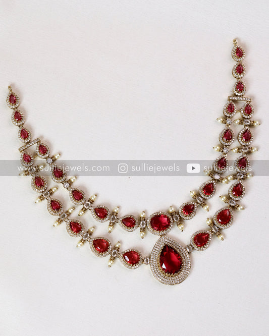 Double Layer Premium Stone Necklace with Earring