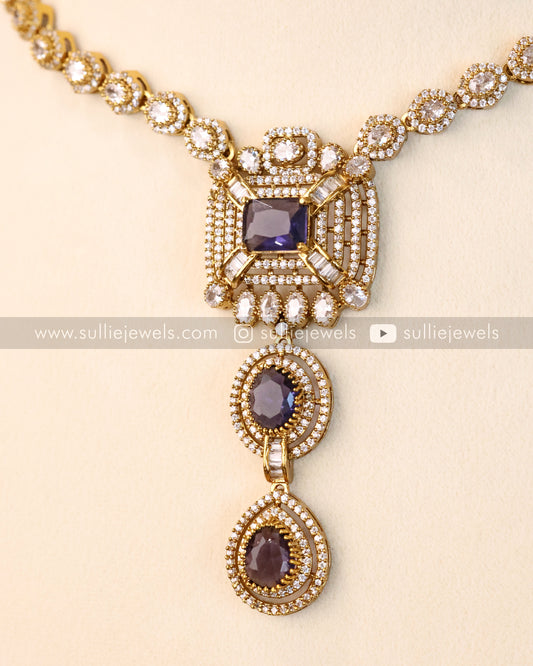 Violet Pendant Necklace with Earring