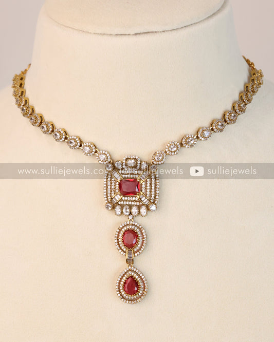 Ruby Pendant Necklace with Earring