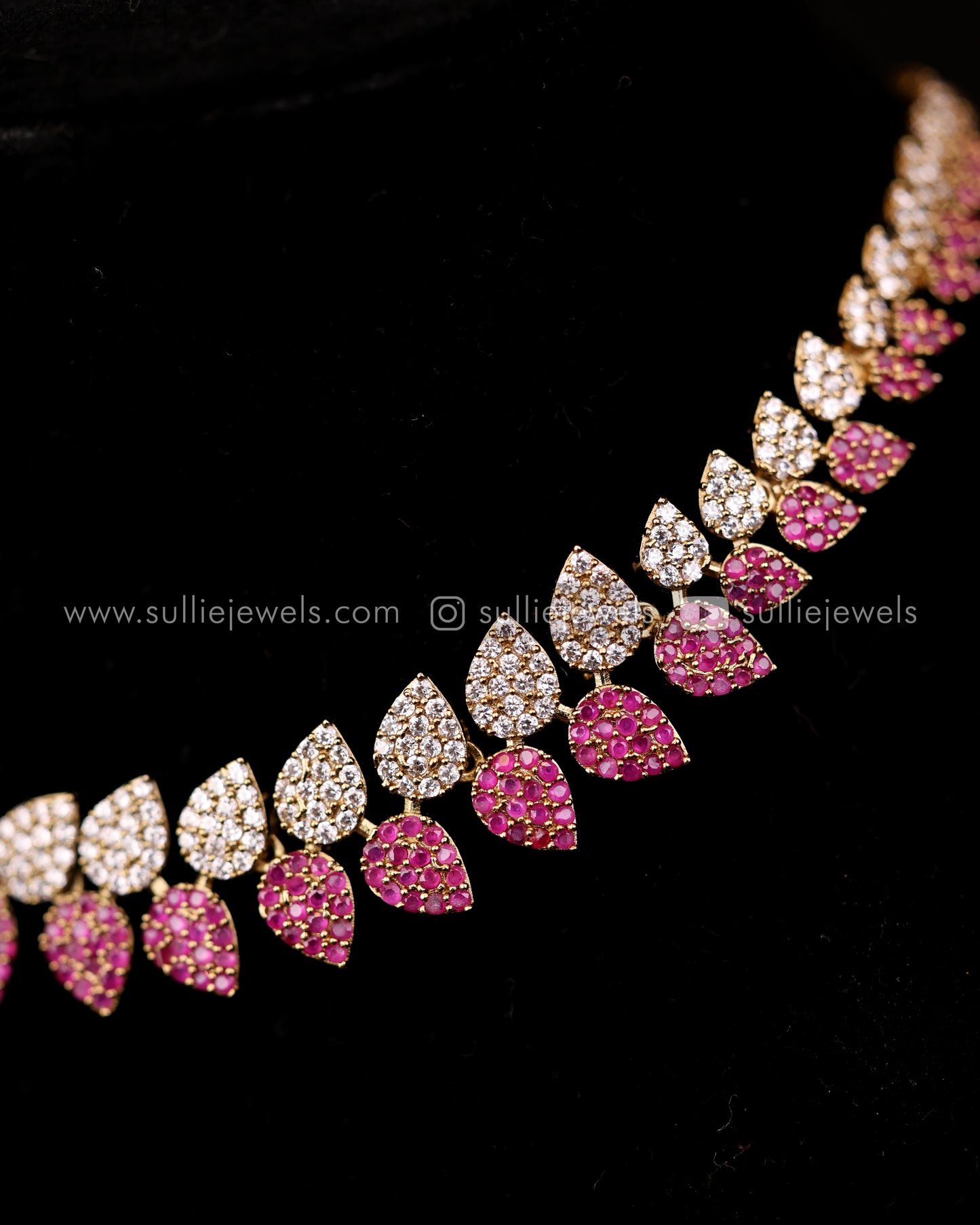 Premium Diamond Leaf Necklace with earrings