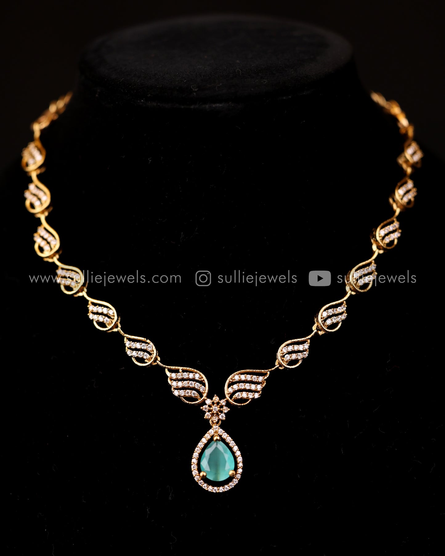 Raindrop Stone Necklace Set - 4 colours