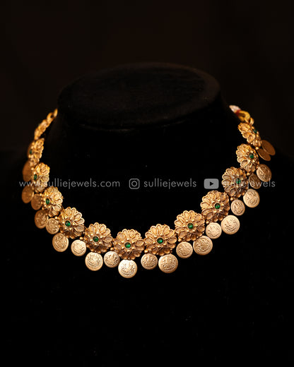 Flower Coin Necklace Set