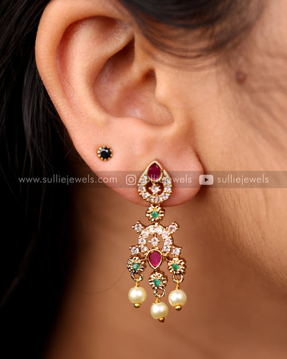 Combo - AD Necklace + Lakshmi Stone Haram + 2 Set of Earrings