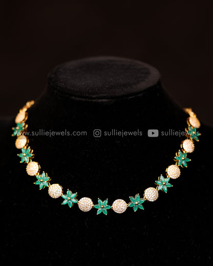 Diamond Flower Necklace Set - 3 colours