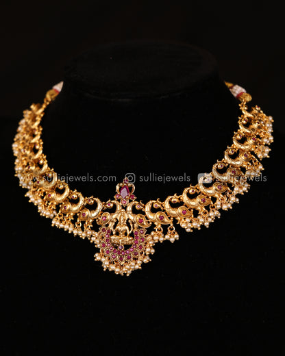 Goddess Ruby Pearl Necklace with Earrings