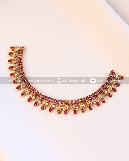 Red Stone Necklace with Stud