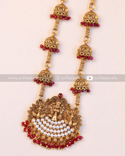 Lakshmi Ruby Pendant with Jhumka Chain and Ruby Jhumka