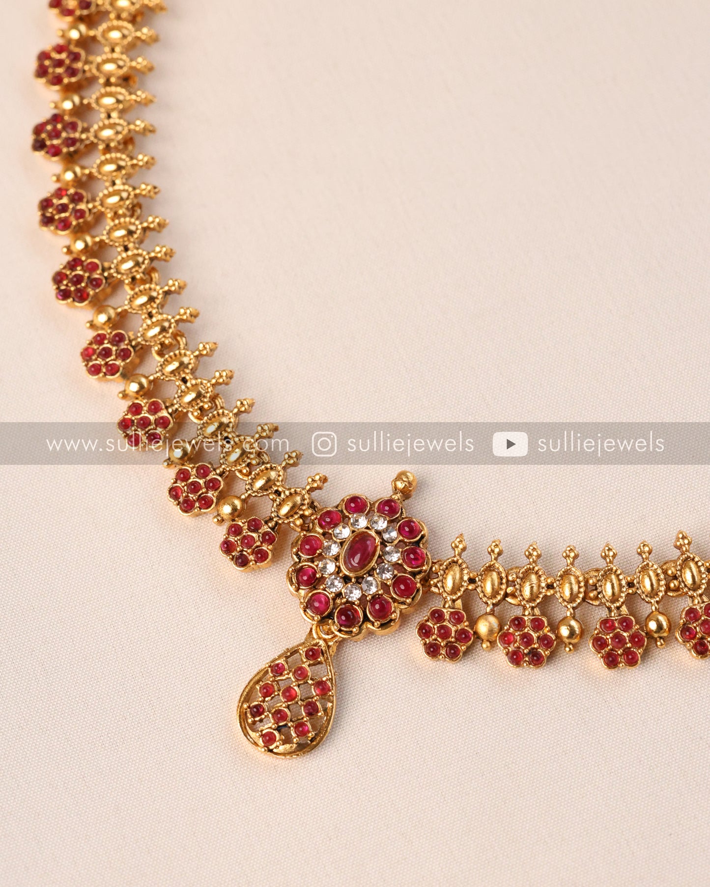 Red Stone Necklace with Stud