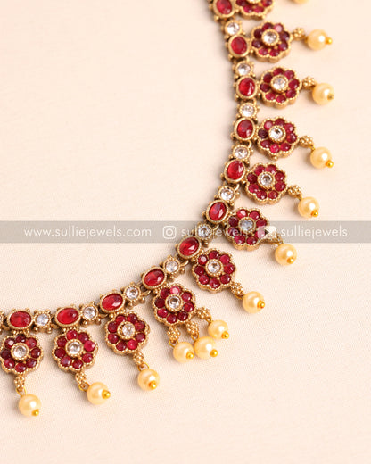 Ruby AD Stone Necklace with Stud