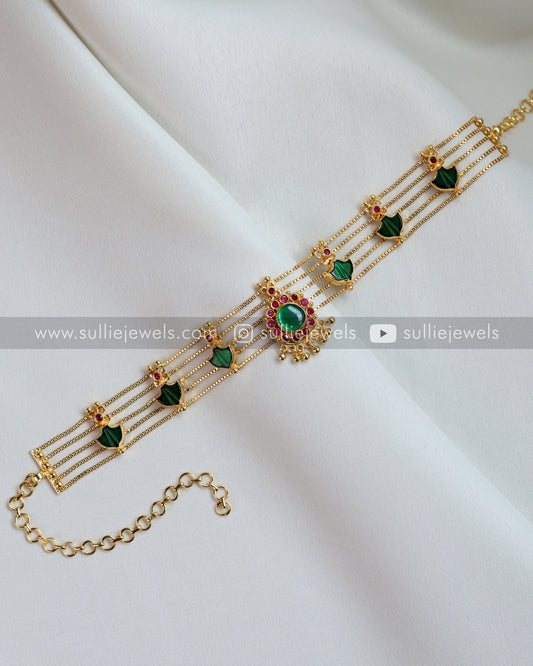 Gold Plated Palakka 5 layer Choker with Studs