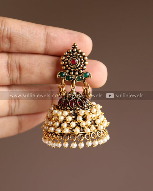 Antique Pearl Big Jhumka