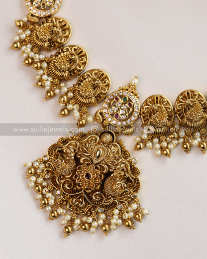 Peacock Gold Necklace with Jhumka