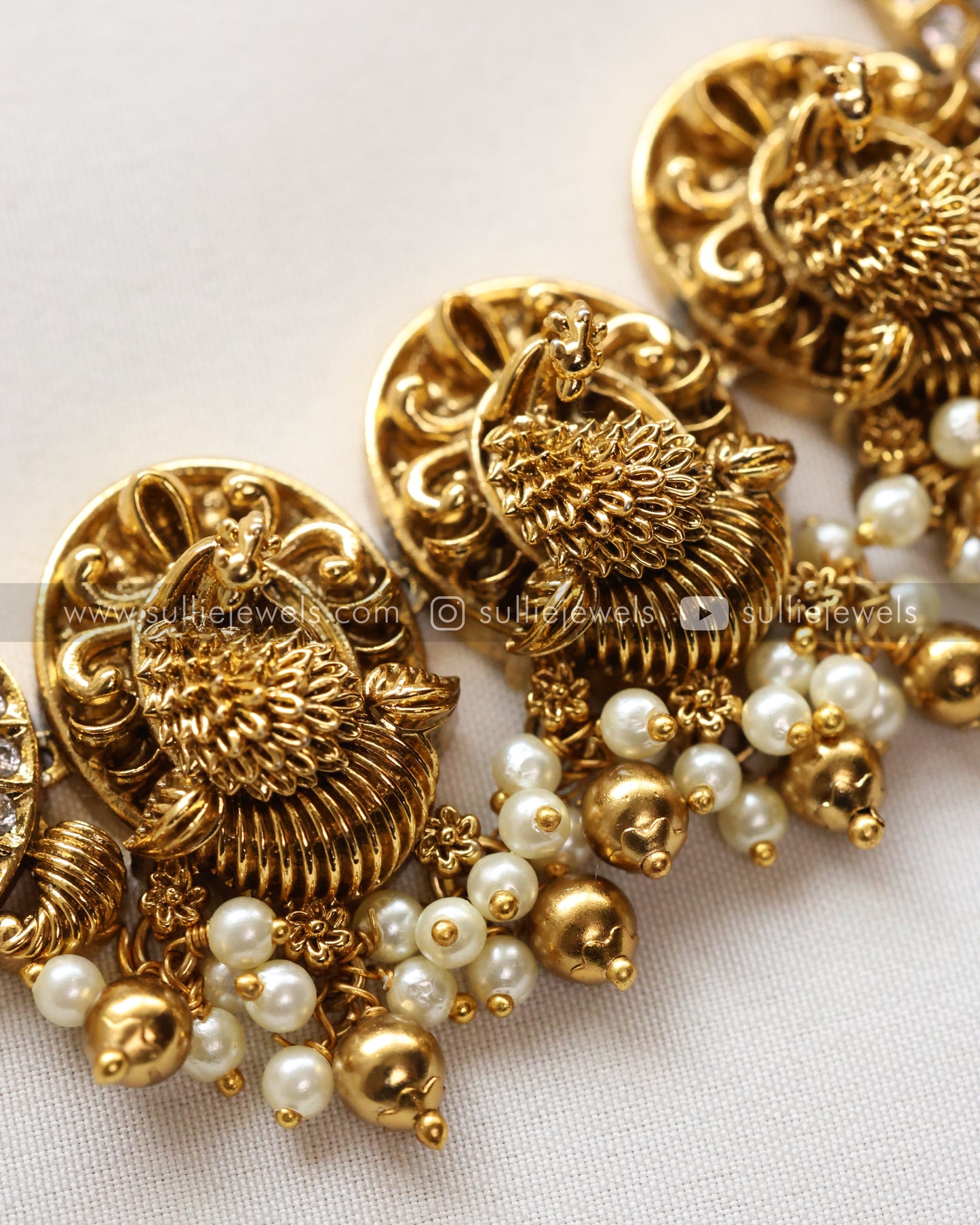 Peacock Gold Necklace with Jhumka