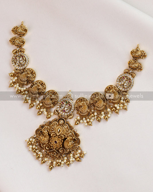 Peacock Gold Necklace with Jhumka