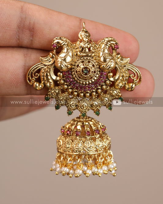 Peacock Premium Gold Heavy Jhumka