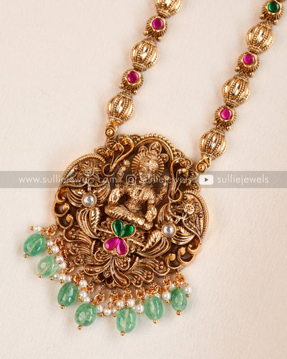 Lakshmi Premium Pendant ( Mint Beads ) with Jhumka