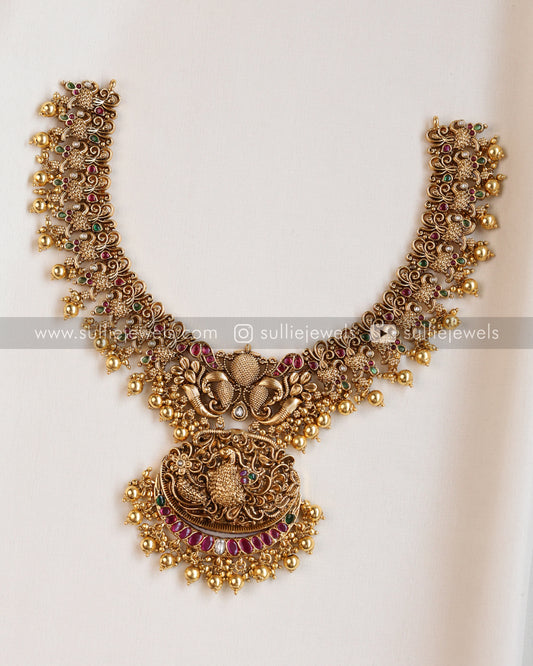 No Idol Premium Peacock Antique Necklace with Jhumka