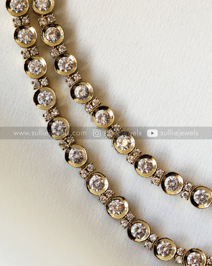 Two layered Moissanite Victorian Necklace with Studs