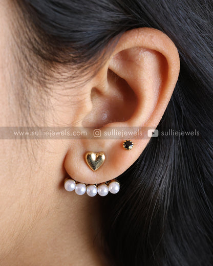 Heart & Pearl Minimal Earring