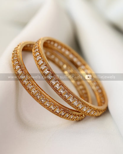 Gold Bangle with Stones - Set of 2