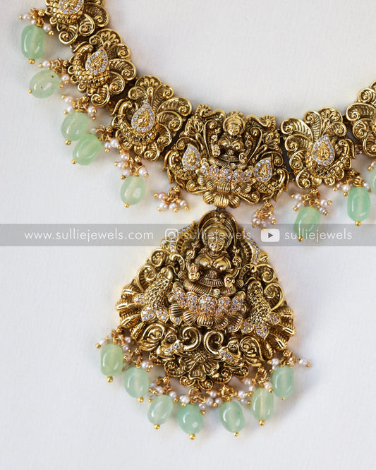 Premium Lakshmi Nagas Necklace with Earrings - Mint Beads