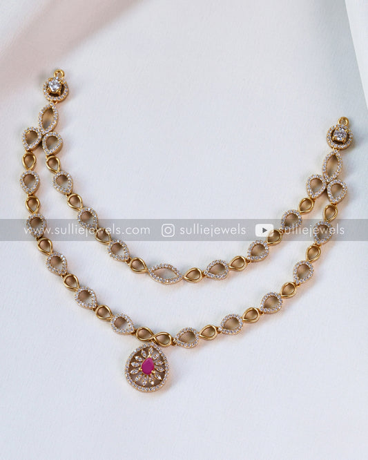 Double Layer AD Necklace with Earrings