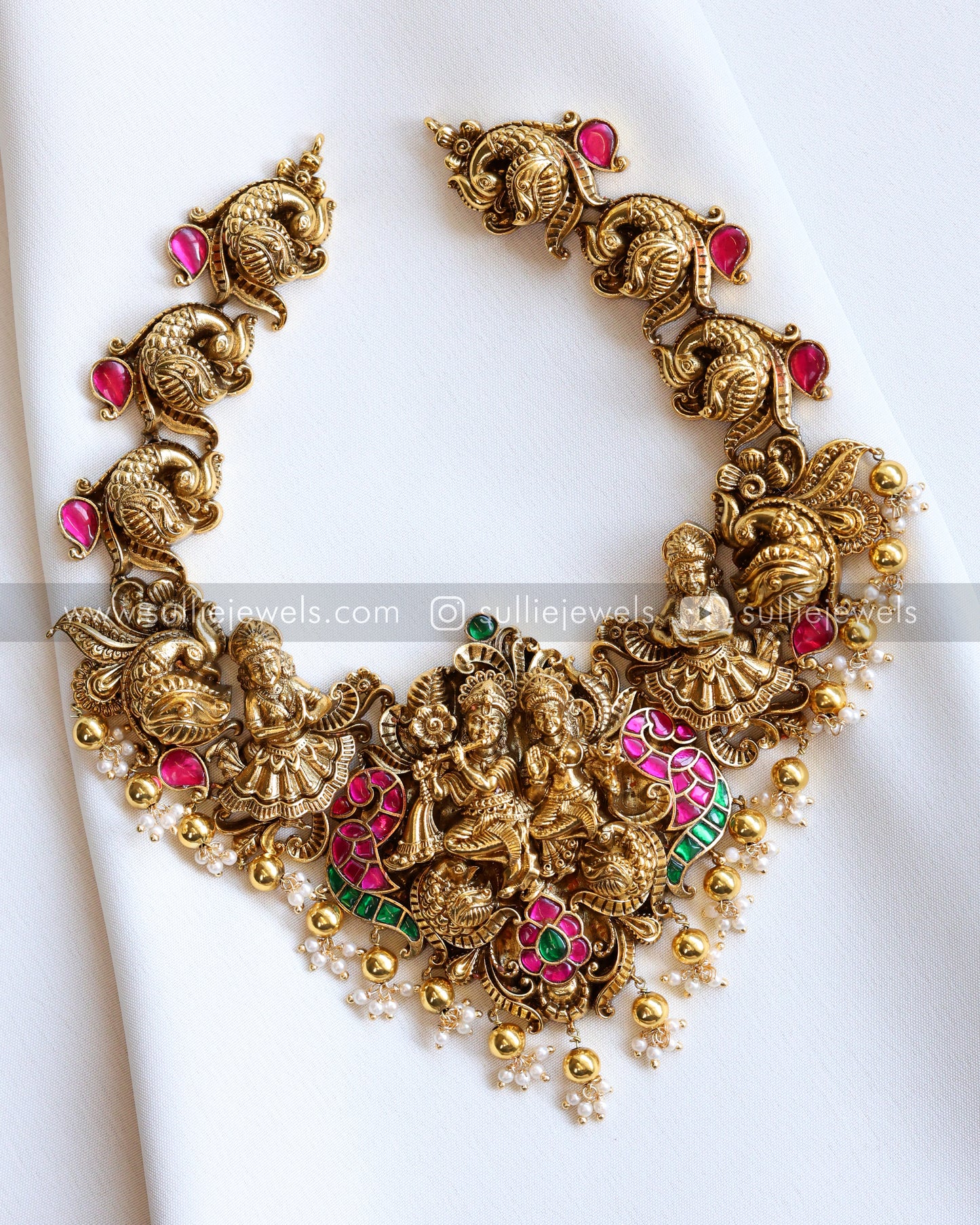 Premium Jadau Radha Krishna Necklace with Jhumka