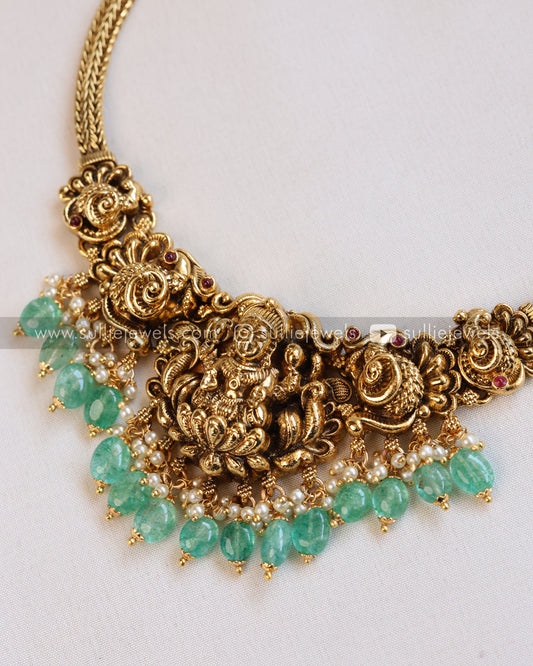 Lakshmi Premium Choker / Necklace with Jhumka - Mint Beads