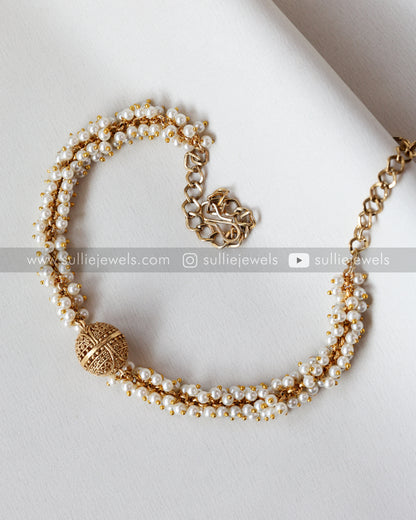 Golden Sphere Pearl Choker / Necklace