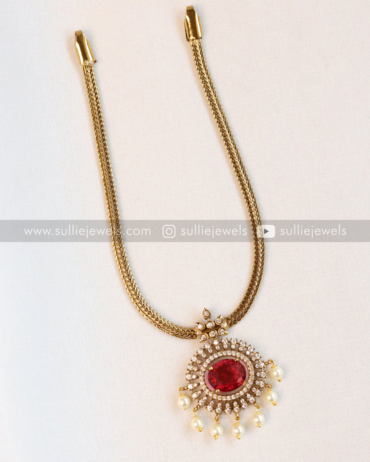 Ruby Centre Stone Necklace / Choker with Stud