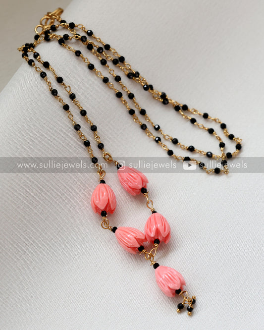 Pink Tulip Beads Mangalsutra