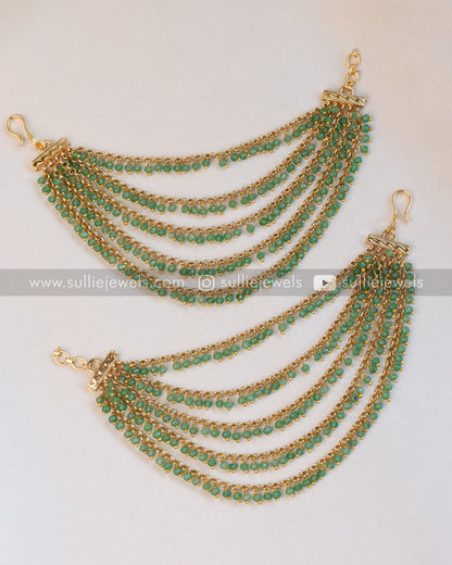 5 Layer Premium Onyx Earchain / Maatti ( Mint Beads )