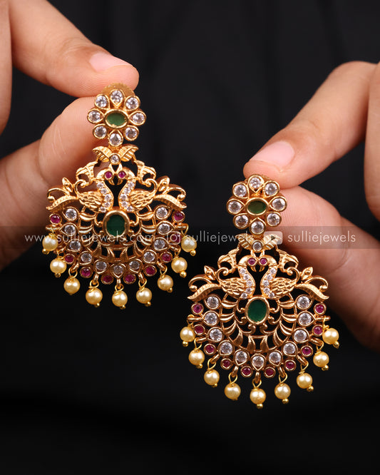 AD Chandbali Peacock Earring