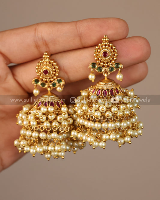 Gold & Pearl Premium Jhumka