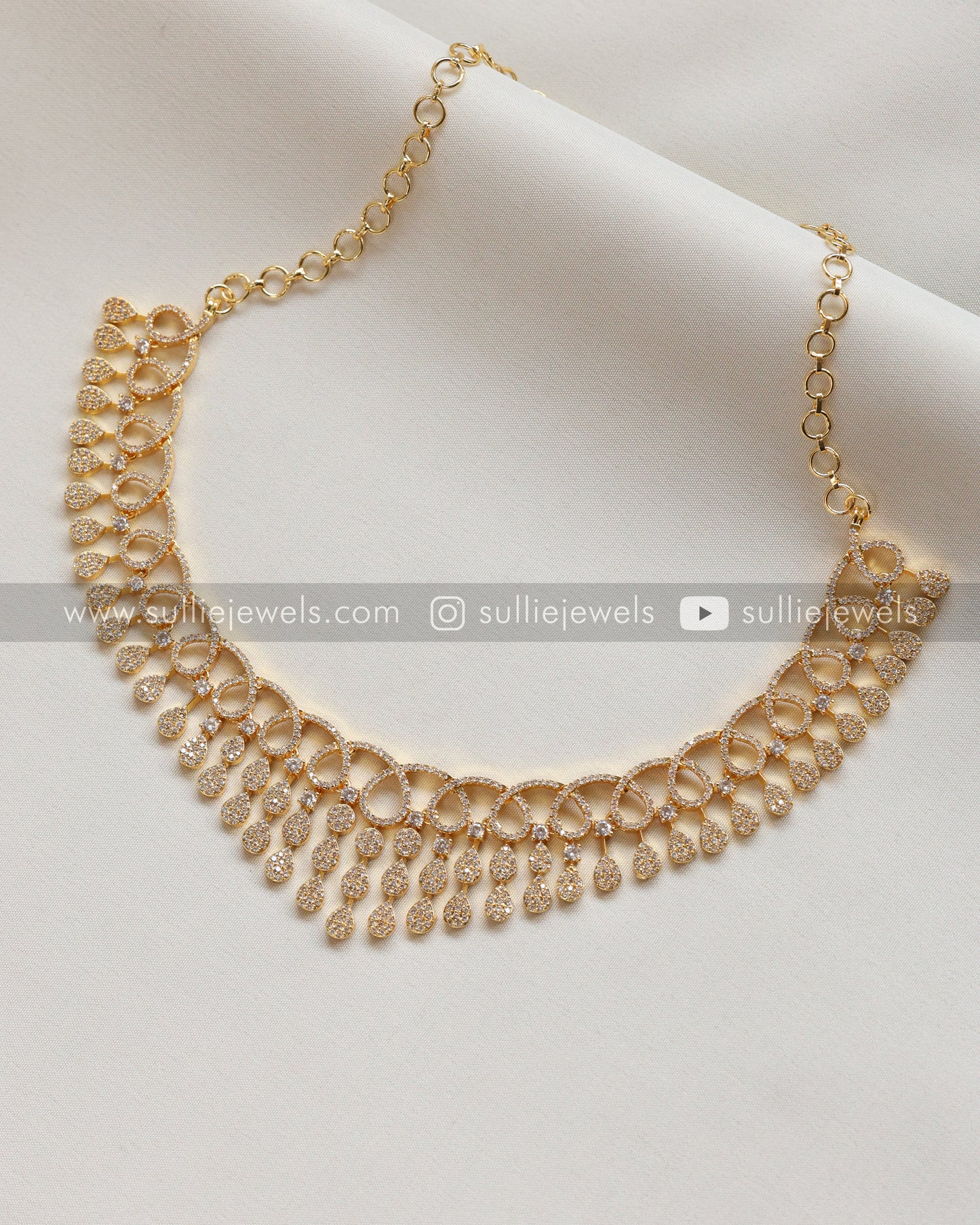 AD Gold Necklace with Earring