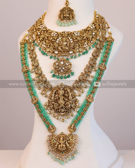 Premium Lakshmi Onyx Mint Beads Bridal Combo ( 6 piece )