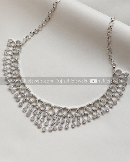 AD Silver Necklace with Earring