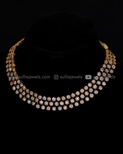 Diamond Lookalike Three Layer Necklace Set