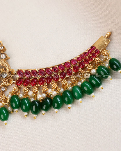 Kemp Necklace with Green Beads and Earring