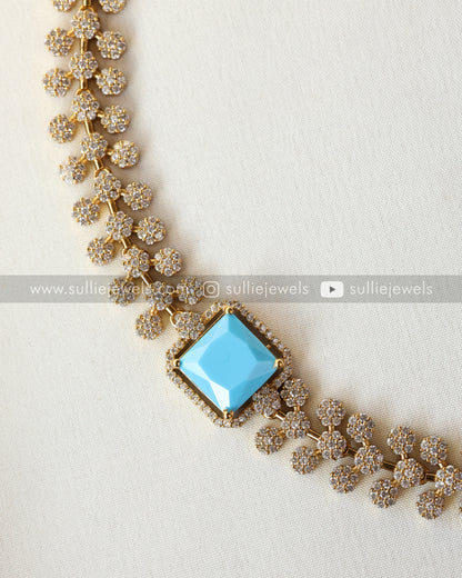 Centre Stone Diamond Necklace with mini Jhumki