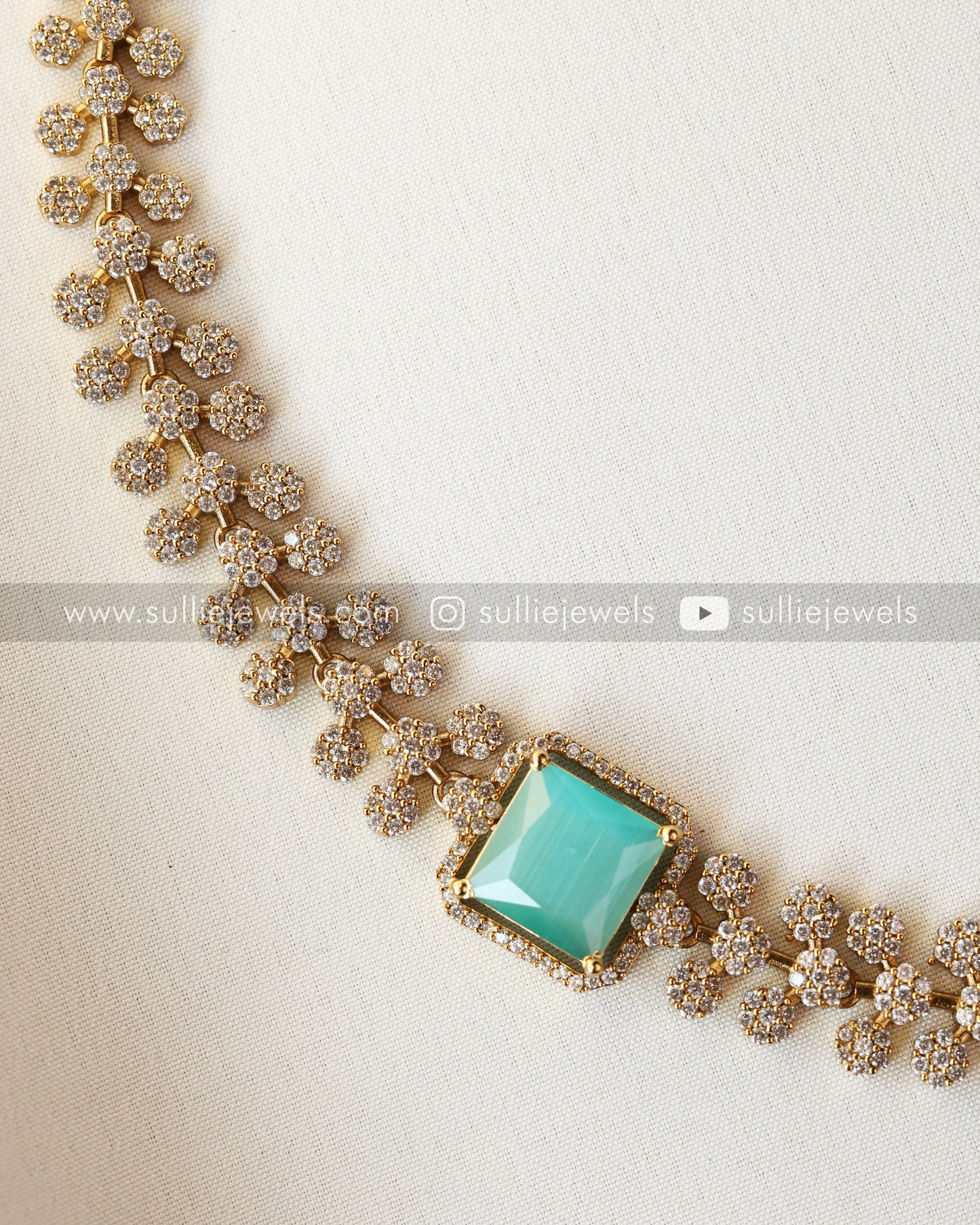 Centre Stone Diamond Necklace with mini Jhumki