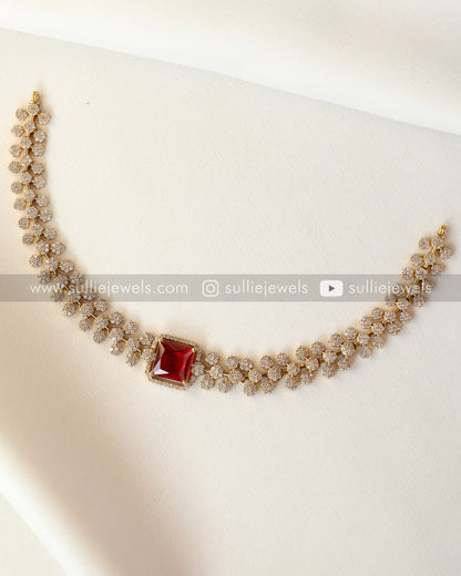 Centre Stone Diamond Necklace with mini Jhumki