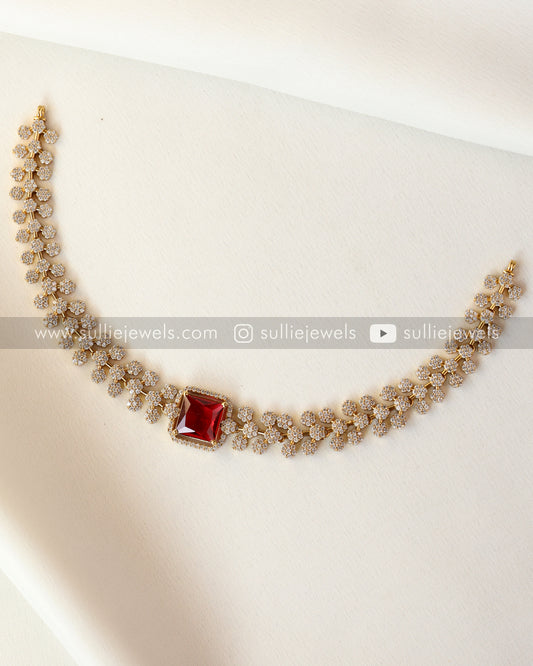 Centre Stone Diamond Necklace with mini Jhumki