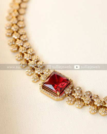 Centre Stone Diamond Necklace with mini Jhumki