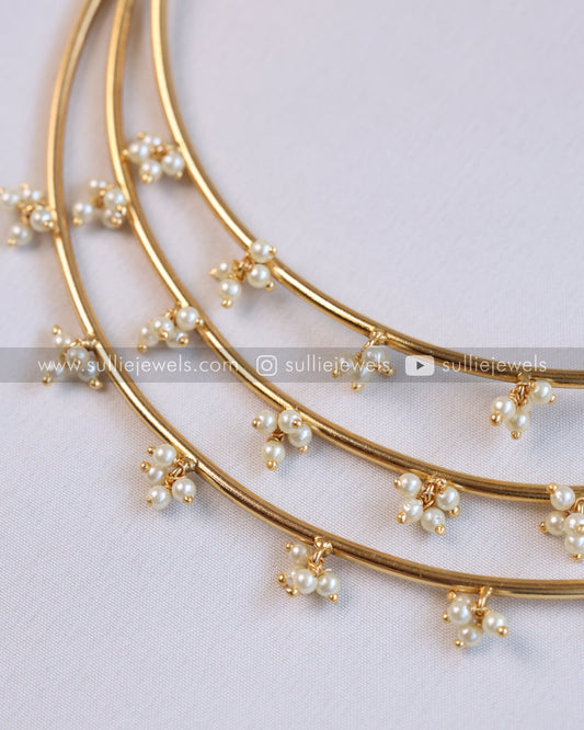 3 Layer Gold Premium Hasli with Pearls