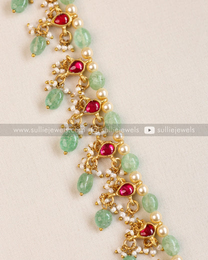 Jadau Kemp Premium Pendant with Mint beads Chain