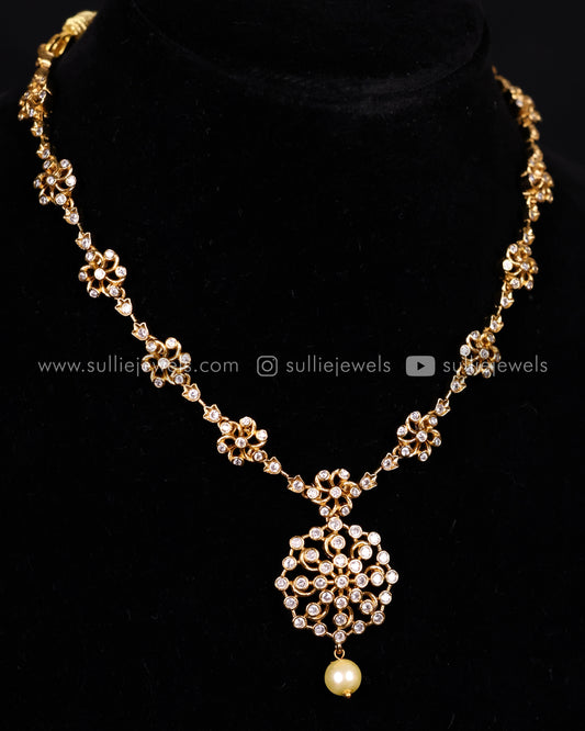 Diamond Lookalike Pendant Necklace Set