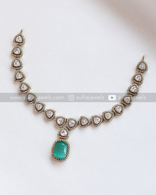 Mint Green Pendant Necklace with Earring